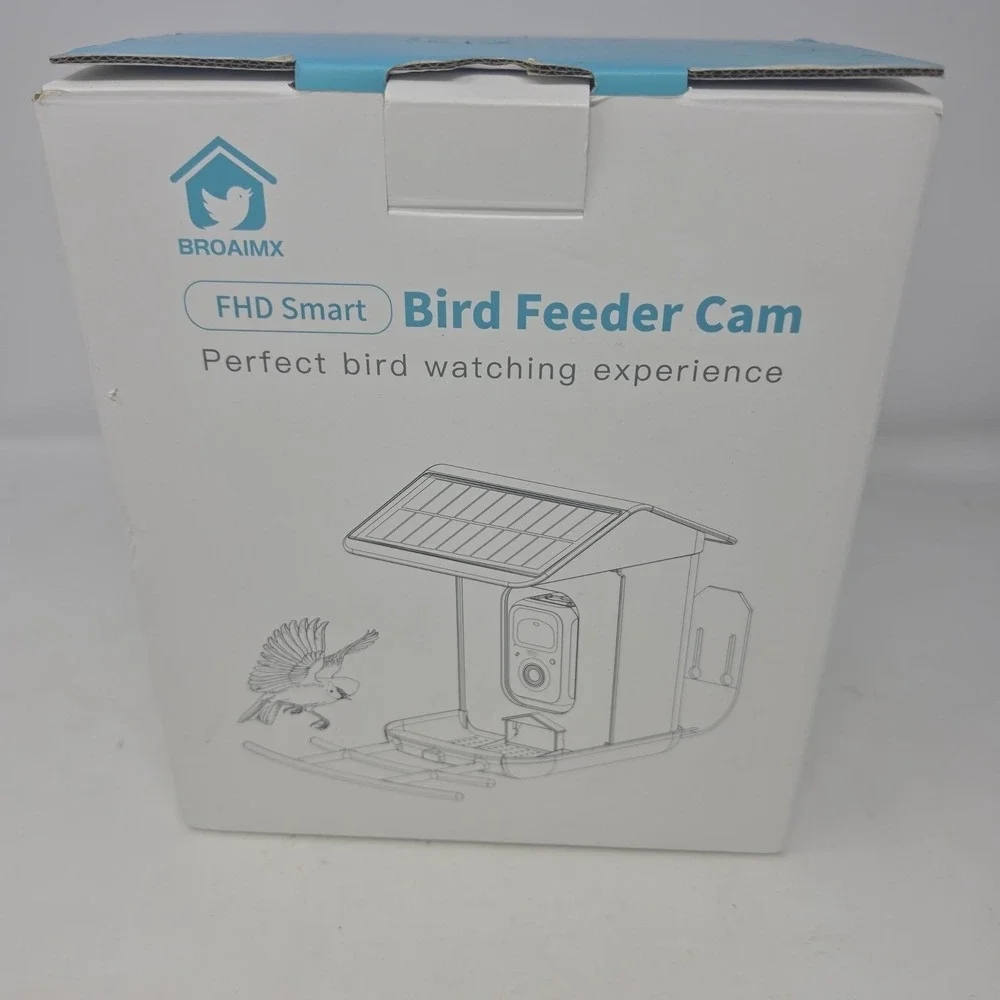 BROAIMX FHD Smart Bird Feeder Cam Solar Powered AI Identification IP65